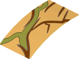Sticker  2.8 x  1.7 with Brown and Olive Green Vines #1 Pattern (Formed)