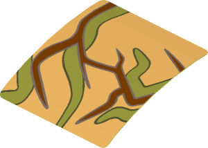 Sticker  1.8 x  1.9 with Brown and Olive Green Vines #3 Pattern (Formed)