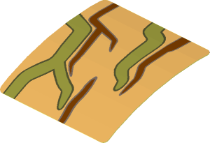 Sticker  1.9 x  1.8 with Brown and Olive Green Vines #5 Pattern (Formed)