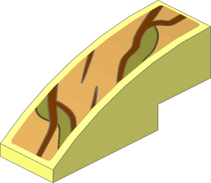 Slope Brick Curved  3 x  1 with Brown and Olive Green Vines #7 Sticker