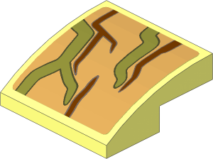 Slope Brick Curved  2 x  2 x  0.667 with Brown and Olive Green Vines #5 Sticker