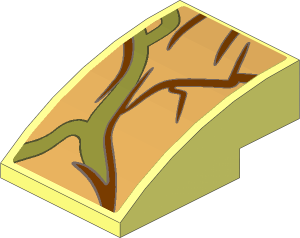 Slope Brick Curved  3 x  2 with Brown and Olive Green Vines #1 Sticker