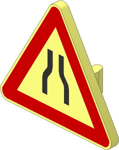 Roadsign Clip-on  2.2 x  2.667 Triangular with Narrow Road Pattern