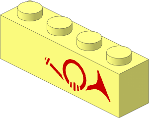 Brick  1 x  4 with Red Mail Horn Right-Aligned Pattern