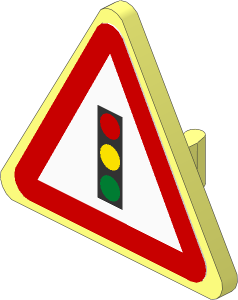 Roadsign Clip-on  2.2 x  2.667 Triangular with Traffic Light Sticker