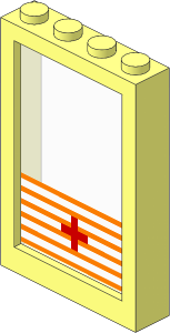 Window  1 x  4 x  5 with Fixed Glass with Five White Stripes and Red Cross Sticker (Complete)
