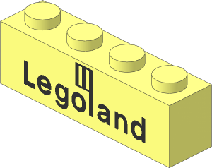 Brick  1 x  4 with Black Legoland Logo Pattern