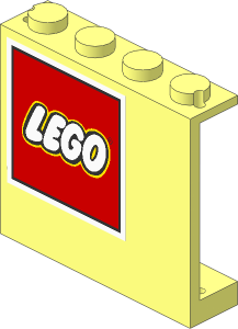 Panel  1 x  4 x  3 with Lego Logo with White Border Upper Left Sticker