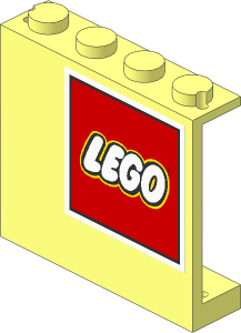Panel  1 x  4 x  3 with Lego Logo with White Border Upper Right Sticker