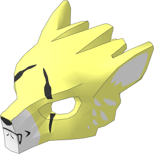 Minifig Mask Wolf with Fangs, Scars and White Ears Pattern