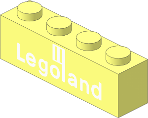 Brick  1 x  4 with White Legoland Logo Pattern