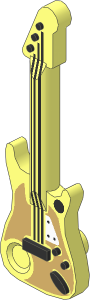Minifig Electric Guitar Classic with Tan and White Pickguard, Silver Strings Pattern
