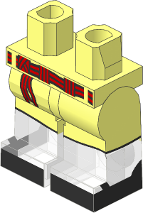 Minifig Hips and Legs with Braided Belt and Bright Light Orange Feet Pattern