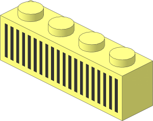 Brick  1 x  4 with Black 20 Bars Grille Pattern