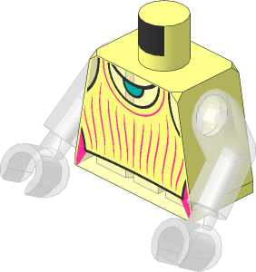 Minifig Torso with Arms and Hands with Pink Tank Top with Bright Light Orange Arms Pattern