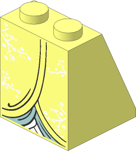 Slope Brick 65  2 x  2 x  2 with Kimono Pattern