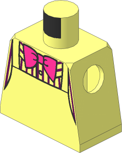 Minifig Torso with Blue Pinstriped Shirt, Apron and Pink Bowtie Pattern