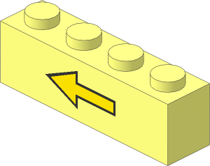 Brick  1 x  4 with Yellow Left Arrow and Black Border Pattern