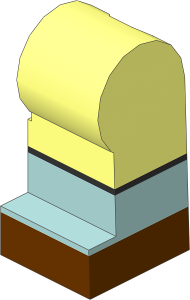 Minifig Leg Left with Sand Blue Lower Leg and Reddish Brown Shoes Pattern
