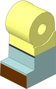 Minifig Leg Right with Sand Blue Lower Leg and Reddish Brown Shoes Pattern