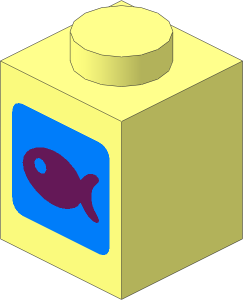 Brick  1 x  1 with Dark Azure Fish on Light Blue Square Pattern
