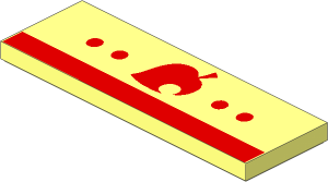 Tile  2 x  6 with Red Leaf with Cutout, Circles, and Stripe Pattern