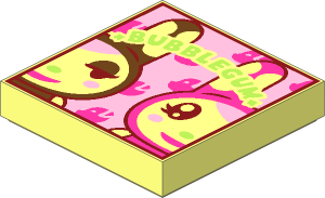 Tile  2 x  2 with Groove with Lime "BUBBLEGUM" and Medium Azure/Dark Pink Rabbits Pattern