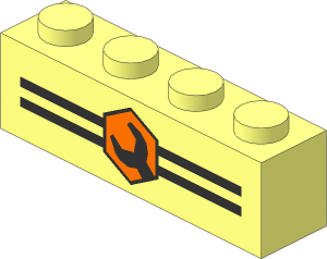 Brick  1 x  4 with Stripes and Wrench Pattern