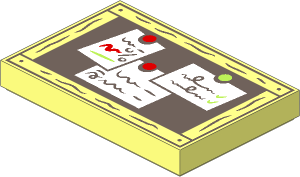 Tile  2 x  3 with Dark Brown Bulletin Board with Wood Frame and White Notes Pattern