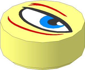 Tile  1 x  1 Round with Squinting Eye with Medium Blue Iris and Medium Nougat Wrinkles Right Pattern