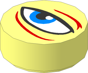 Tile  1 x  1 Round with Squinting Eye with Medium Blue Iris and Medium Nougat Wrinkles Left Pattern