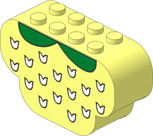 Brick  2 x  6 x  3 with Curved Ends with White Flecks and Green Leaves Pattern