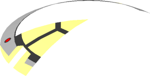 ~Dish  6 x  6 Inverted - No Studs with Handle with SW 8 Spoke Radial Cockpit with Yellow Triangles and Red Dots Pattern - Half