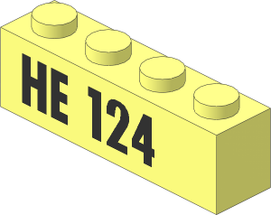 Brick  1 x  4 with "HE 124" Pattern