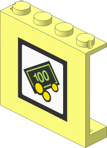 Panel  1 x  4 x  3 with Bank Note and Coins Small Sticker
