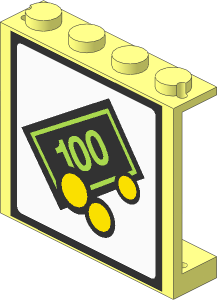 Panel  1 x  4 x  3 with Bank Note and Coins Large Sticker