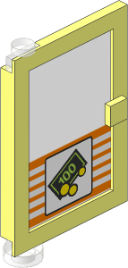 Door  1 x  4 x  5 Left with Trans Clear Glass with Five White Stripes and Town Bank Logo Sticker