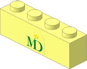 Brick  1 x  4 with MD Foods Logo Sticker