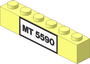 Brick  1 x  6 with License Plate "MT 5590" Sticker