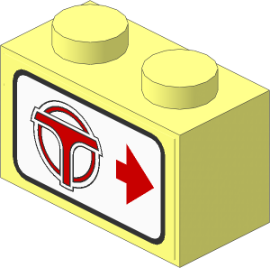 Brick  1 x  2 with Monorail Station Direction Signs Right Sticker