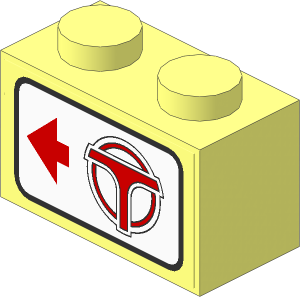 Brick  1 x  2 with Monorail Station Direction Signs Left Sticker