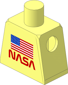 Minifig Torso with United States Flag and NASA Worm Logo Sticker