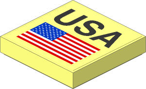 Tile  2 x  2 with "USA" and United States Flag Sticker