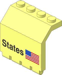 Hinge Panel  2 x  4 x  3.333 with "States" and United States Flag Sticker