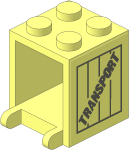 Container Box  2 x  2 x  2 Solid Studs with "TRANSPORT" Stickers on Both Sides