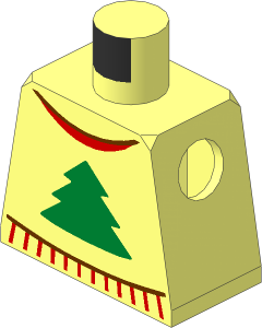 Minifig Torso with Sweater with Green Pine Tree and Reddish Brown / Medium Nougat Collar Pattern