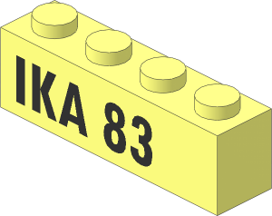 Brick  1 x  4 with Black "IKA 83" Pattern