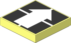Tile  2 x  2 with Arrow White over White Line on Black Sticker
