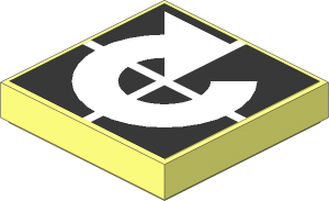 Tile  2 x  2 with Arrow White Curved Clockwise on Black Sticker