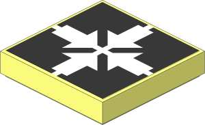 Tile  2 x  2 with Four White Arrows Pointing Inwards on Black Sticker